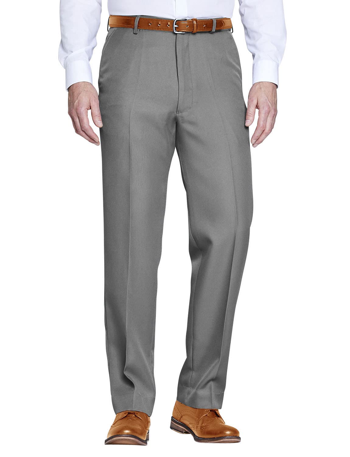 Chums Men's Formal Elasticated Trousers Comfort Fit Pants Smart Trousers for Men Grey 48W / 31L
