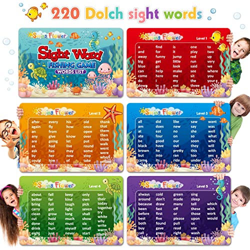 image for SpringFlower Wooden Magnetic Sight Word Fishing Game, Sight Word Educa