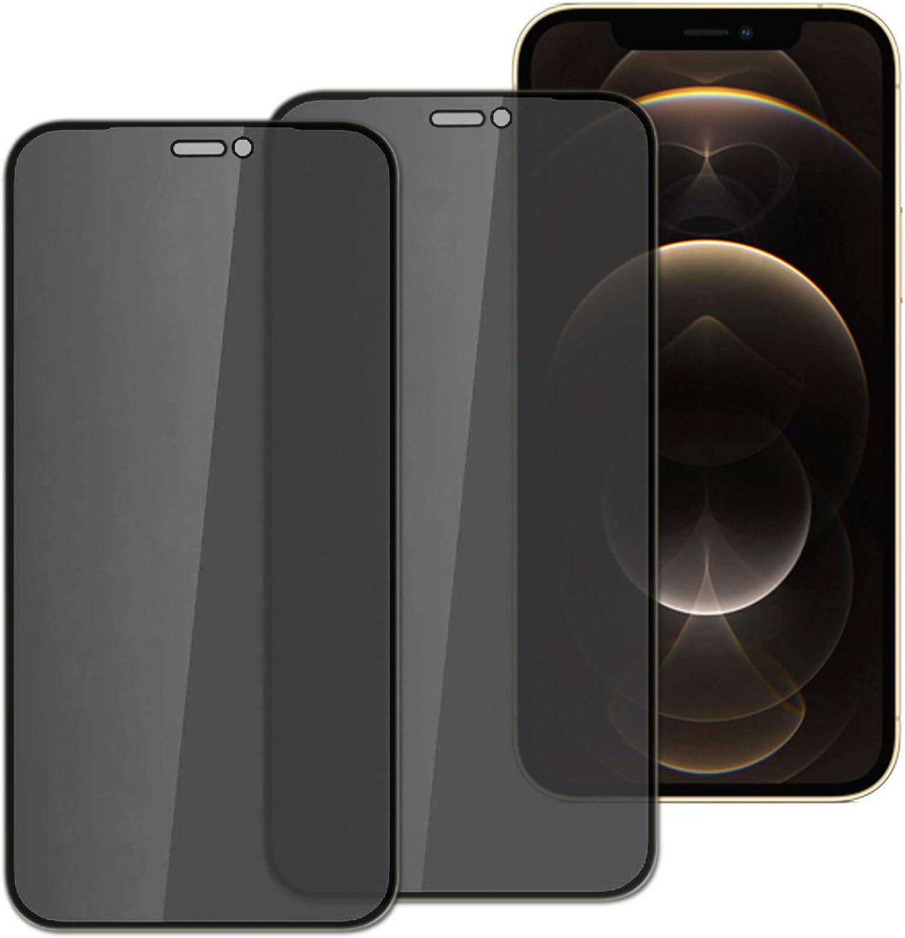 LUDOUPIER Privacy Screen Protector for iPhone 12, iPhone 12 Pro, Anti Spy Tempered Glass Screen Protectors Film, Full Coverage,Easy Installation,Full Screen(6.1")(2pack)
