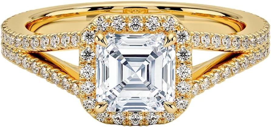 1-5 CT Moissanite Engagement Ring Colorless VVS1 10K 14K 18K Solid Gold & 925 Sterling Silver Split Shank Moissanite Ring Christmas Gift For Women