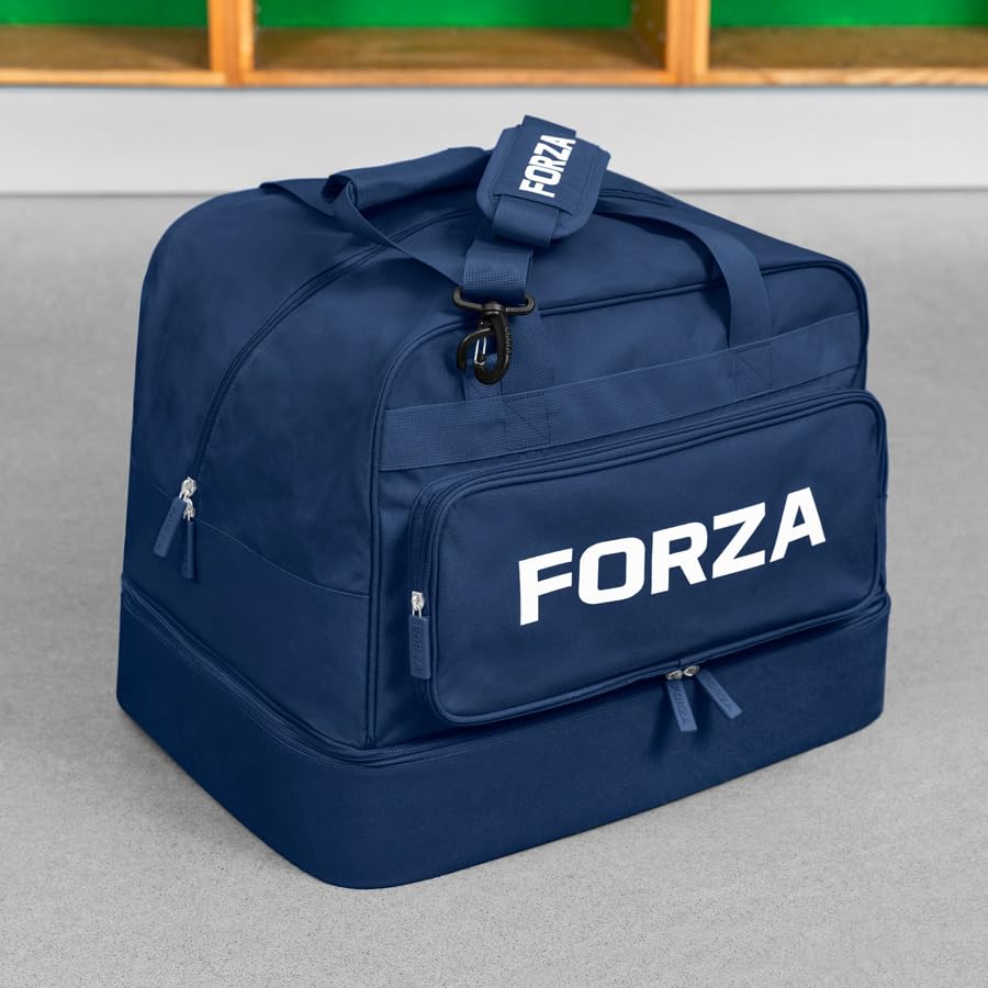 FORZA Players Holdall Kit Bag | 55L Sports Duffel for Football, Rugby & Team Travel | Durable 900D Polyester with Boot Compartment, Shoulder Strap & Multiple Pockets | Matchday & Training Bag (Navy)