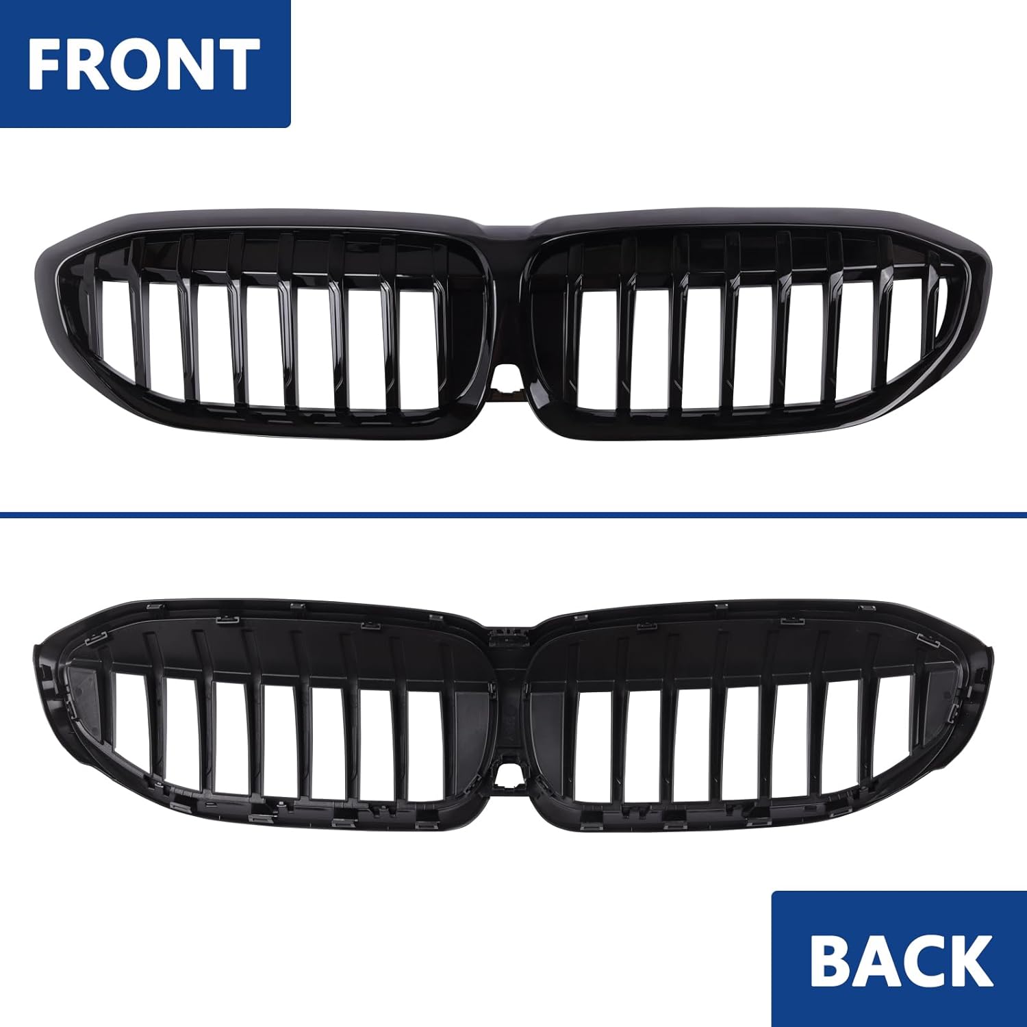 G20 Grille, Single Slat Gloss Black Grill Front Kidney Grill Compatible With BMW 3 Series G20 2019-2022 - Image 6