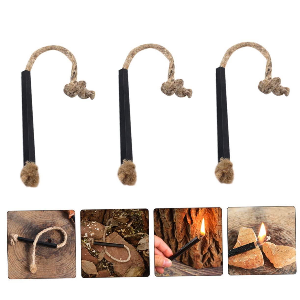 Abaodam 3 Ensembles Allumage Départ Pratique De Plein Air Allume-feu Allume Feu Corde Allume-feu Camping Mèche Feu Extérieur Black Corde De 6 Pièces * 3