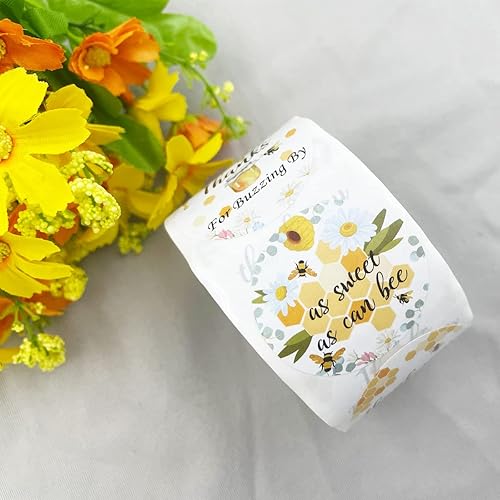 Miniatura 6 de Calcomanías de agradecimiento de abeja, 500 calcomanías de abejorro, calcomanías de fiesta de cumpleaños, regalos de baby shower para frascos de