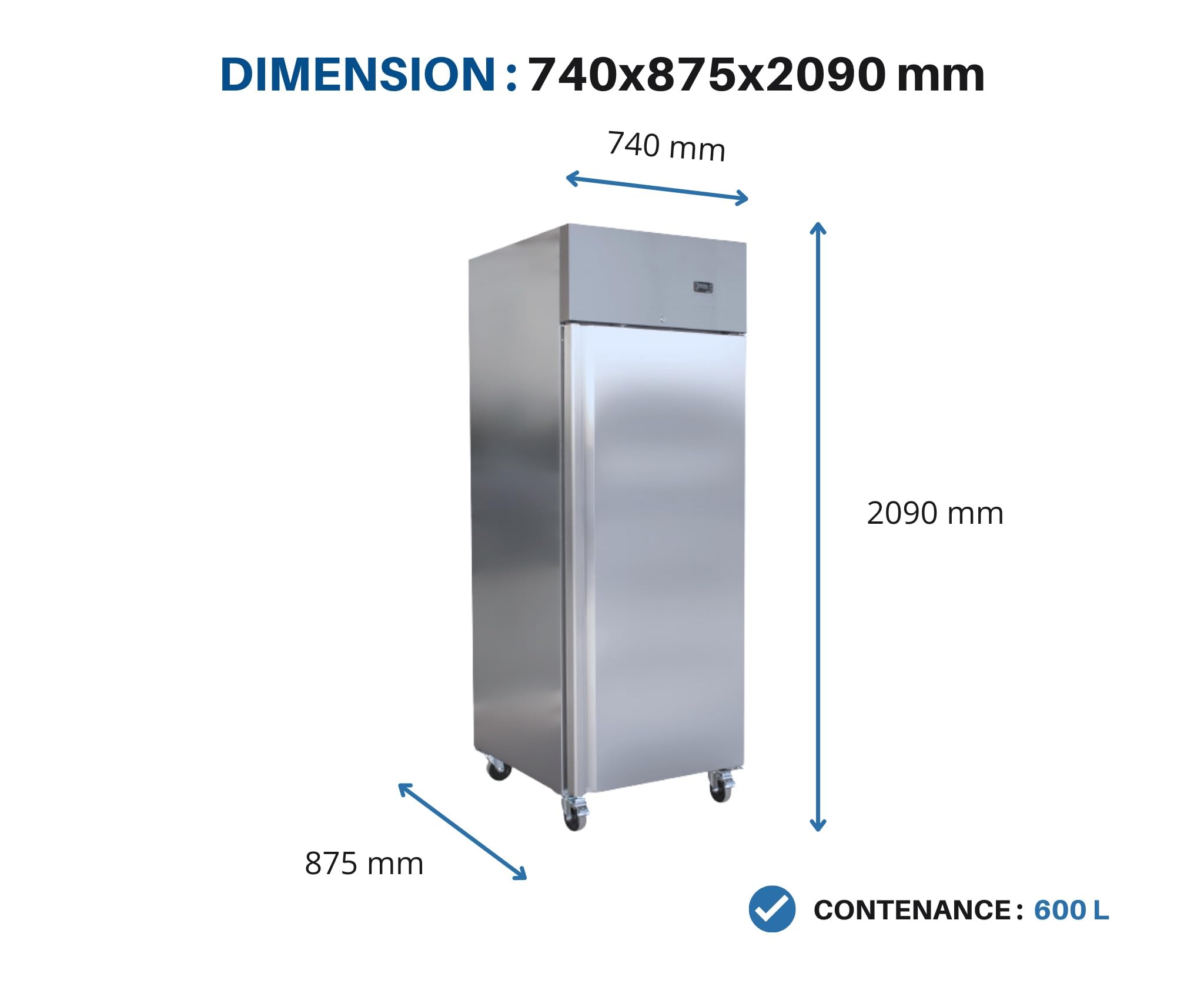 L2G - Armoire Réfrigérée Négative - INOX à Économie d'Énergie - 600L