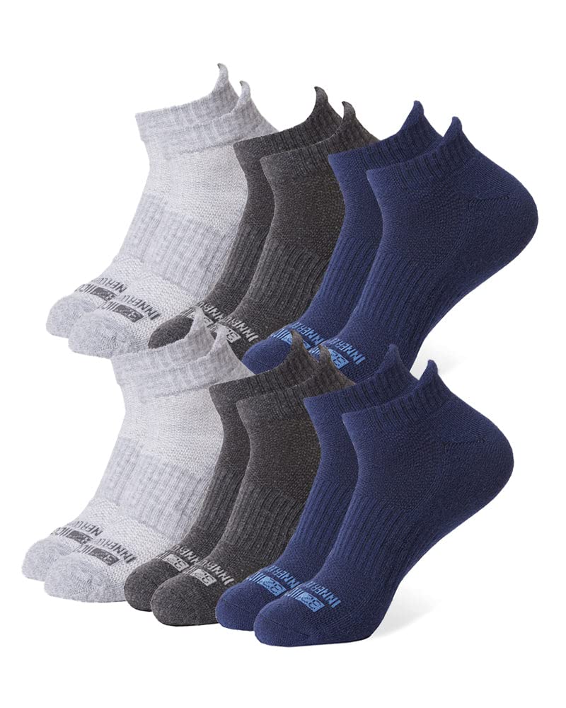32 DEGREEES Men's 6 Pack Comfort Ankle Socks | Anti-Odor | Cushioned Heel | Arch Support| Active | Casual | Work