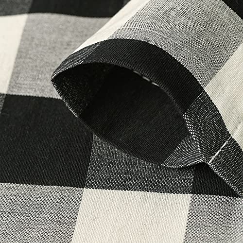 Vogol Buffalo Plaid Curtains Black And White, Tie-Up Shades Adjustable Balloon Shades Rod Pocket Gingham Window Drapes For Kitchen Small Cafe Bathroom, One Panel, 42X63 #TOP5