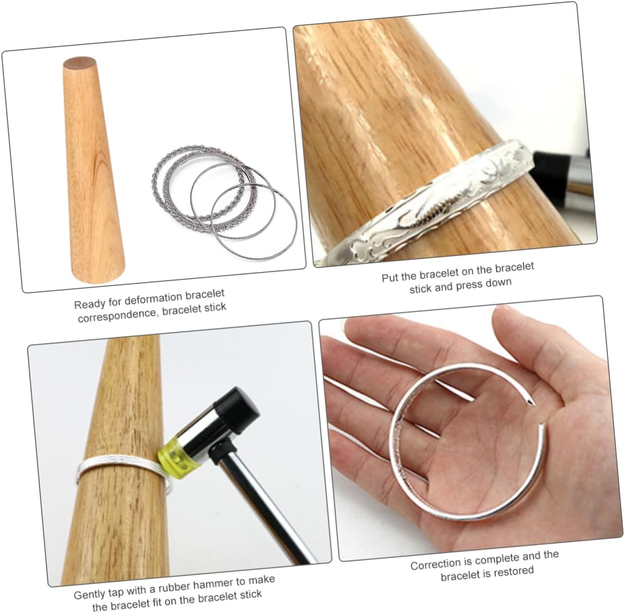 PERSELOSO DIY Round Bracelet Mandrel Tool Wood Mandrel for Jewelry Forming Repair Durable Smooth Surface Compact Design for All Types of Bangles