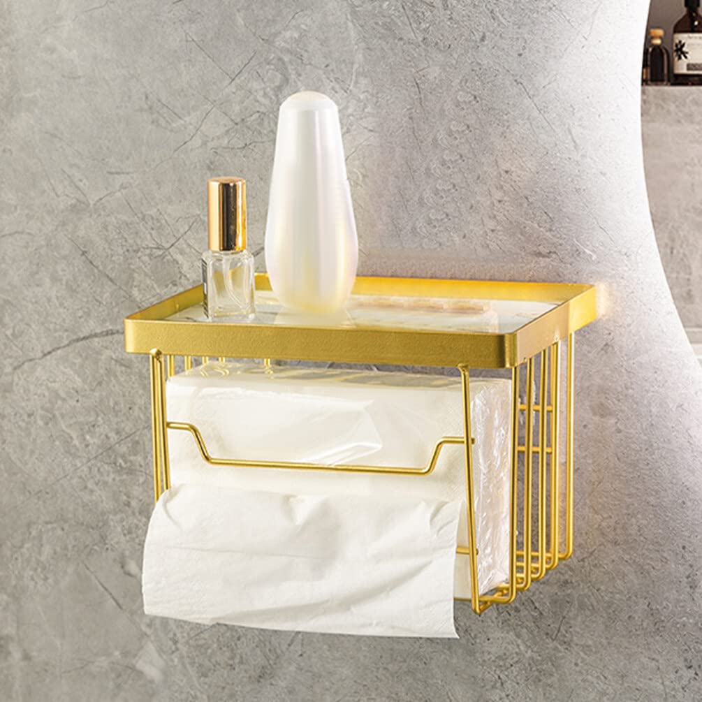 Portarotolo Carta Igienica da Muro Oro in Ferro e Pp per Bagno | Cambio Carta Semplice, Stile Moderno e Linee Sobrie, Adatto a Casa e Toilette