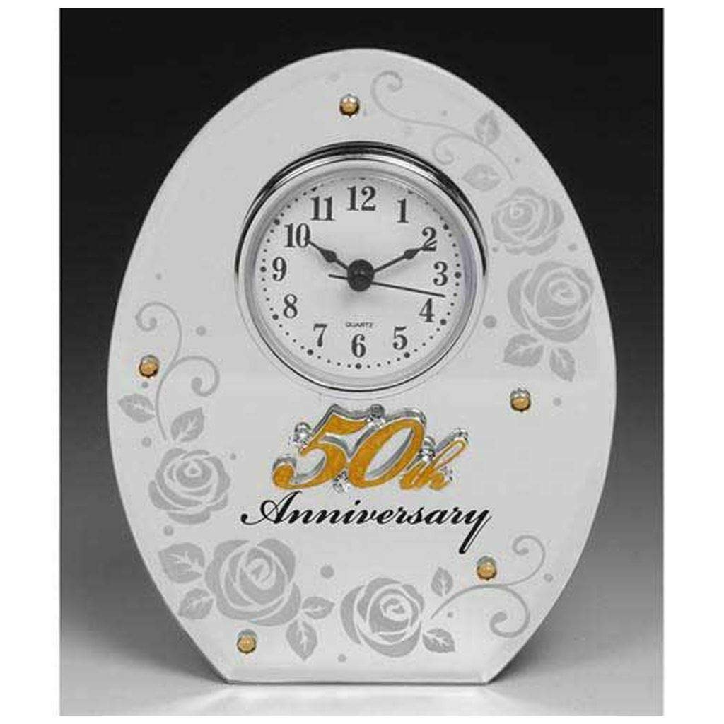 Shudehill 50th Wedding Anniversary Mirror Mantel Clock, 17cm x 13cm
