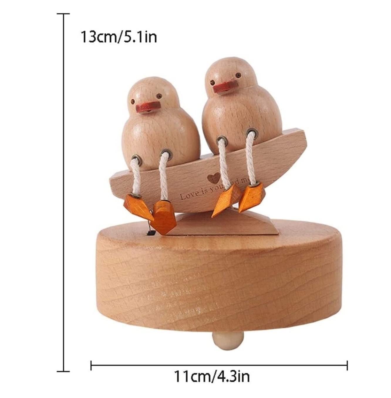 Caja De Musica Caja Musical Caja De Música De Madera Hecha A Mano Love You Duck Music Box para Navidad Cumpleaños Acción De Gracias Caja De Música