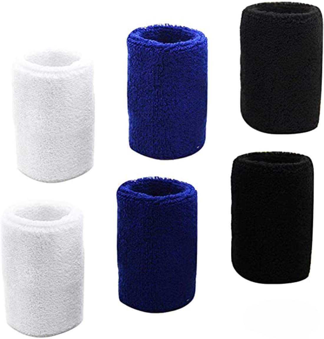UniShopSweatbands Sports Wristband Cotton Sweat Band for Men and Women - Pack of 6