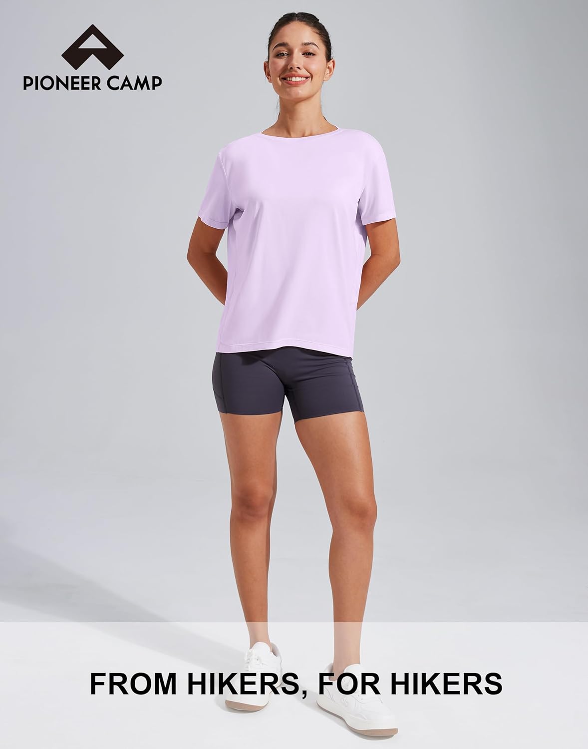 Pioneer Camp Women's Bamboo Viscose Short Sleeve Shirt Neck Loose Fit Workout T-Shirt Gym Athletic Casual Tops