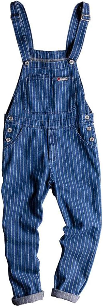 Amazon Ksila デニム オーバーオール メンズ ストライプ柄 デニムパンツ 大きいサイズ オシャレ オールインワン ファッション デニム ジーンズ カジュアル つなぎ サロペットパンツ ジーンズ 通販