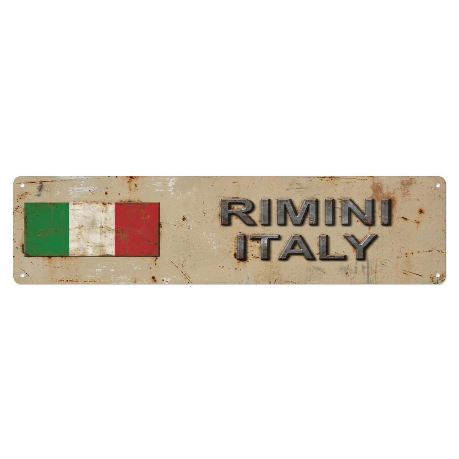 Metal Tin Sign Vintage Rimini Italy Flag Decor Rustic Travel