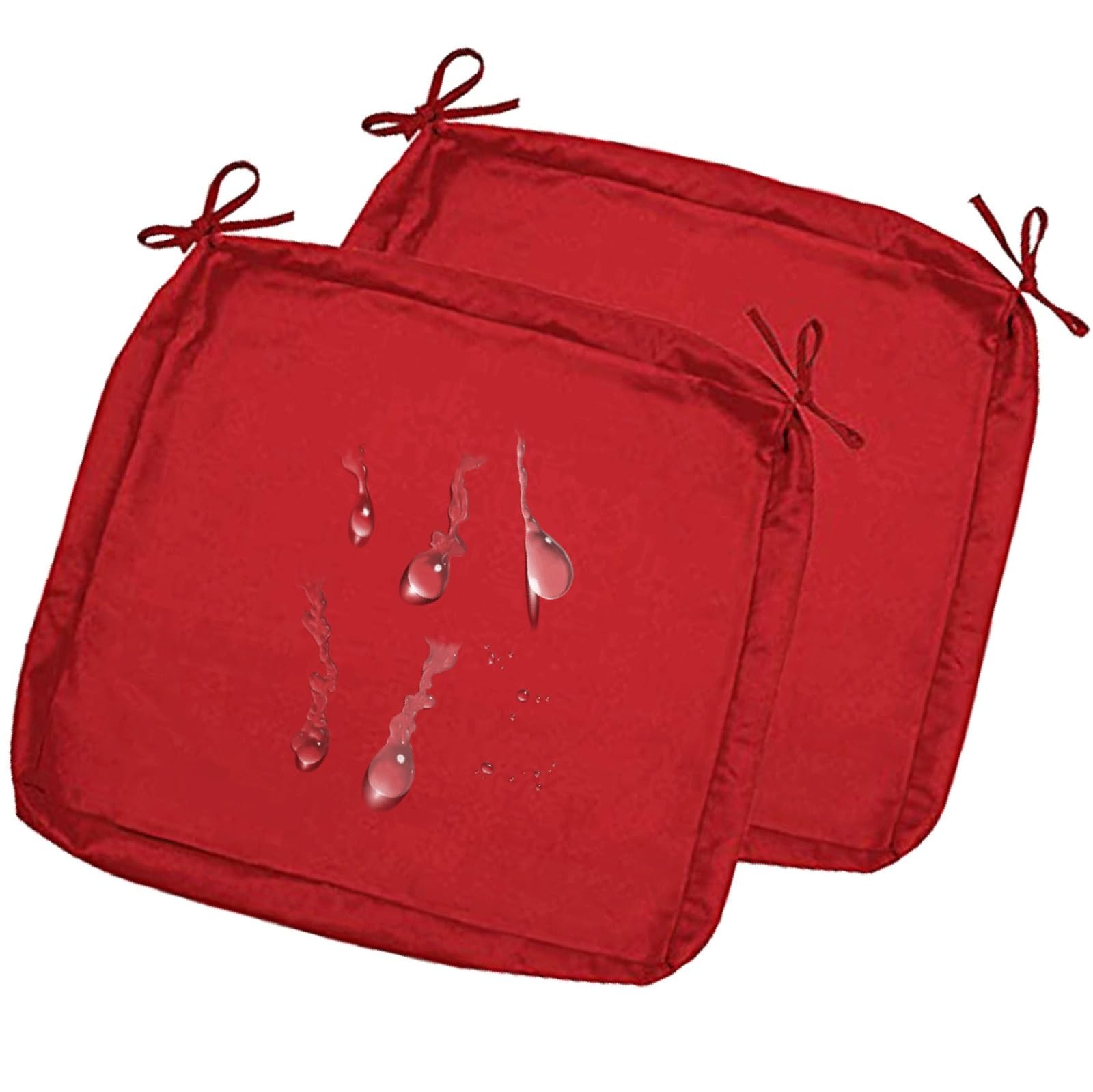 uyeoco 2-Pack Waterproof Sofa Seat Cushion Covers with Zipper, 60x60cm & 55x55cm, Chair Seat Pads Cover for Indoor & Outdoor Patio Rattan Furniture(Red,55x50x10cm)