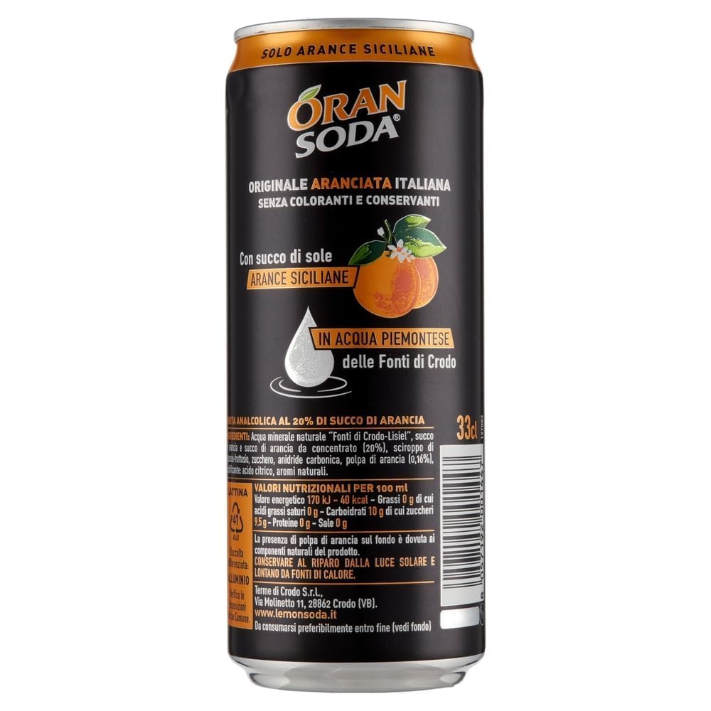 Italian Gourmet Bundle Orangenlimonade Originale Aranciata 72x33cl Polpa | 15,84L italienische Orangenlimonade in Dosen, Originale Aranciata Italiana mit sizilianischen Orangen laut Verpackung