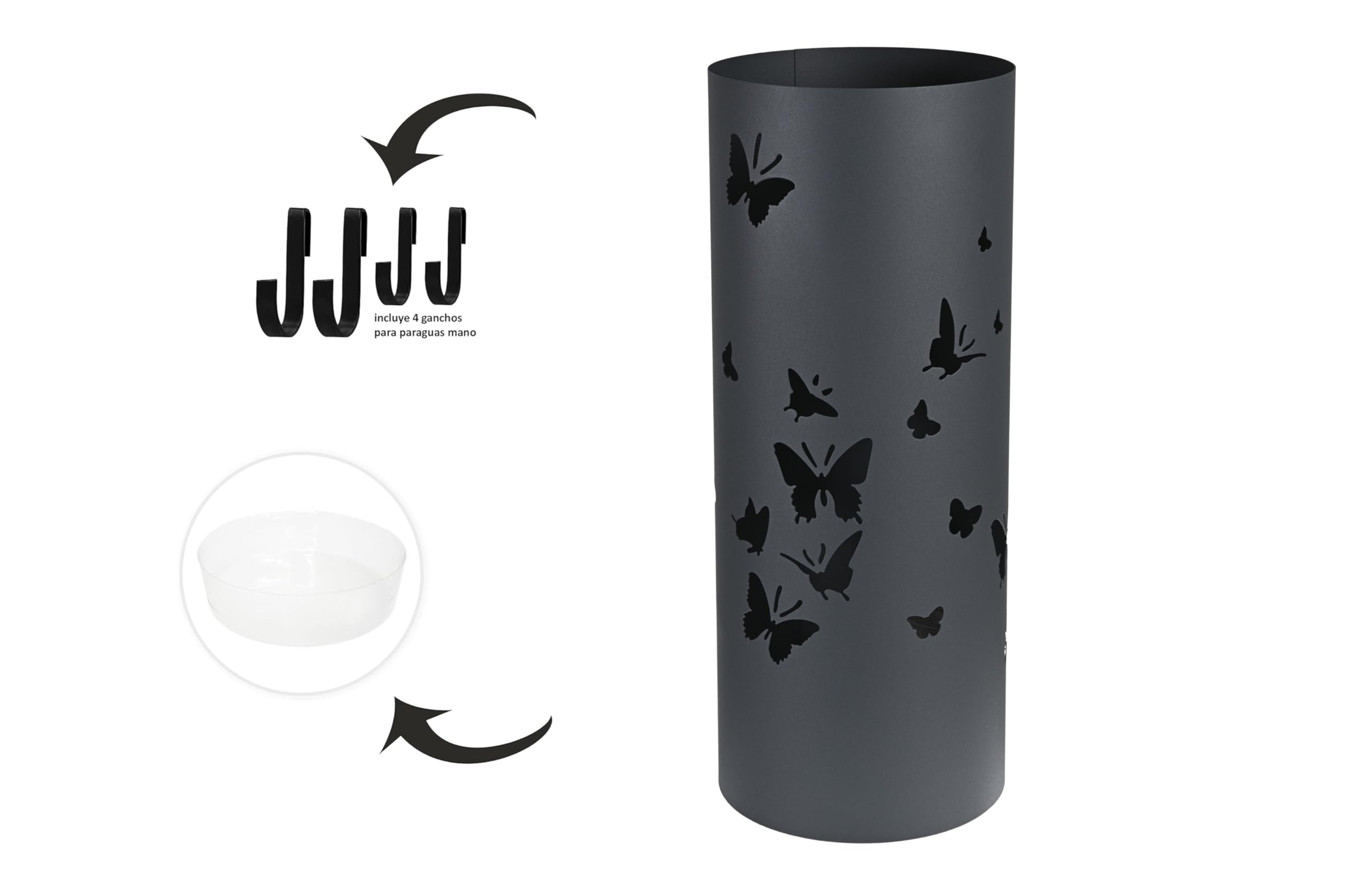 HERSIG - Paragüero Negro Mariposas | Paragüero Negro diseño Moderno Mariposas