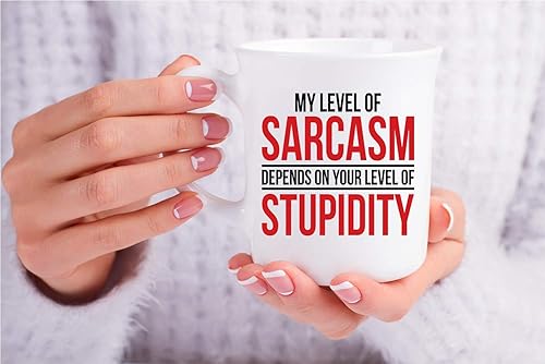 Miniatura 3 de CBTwear My Level Of Sarcasm Depends on Funny Sarcasm Depends on Funny Sarcástico de cerámica, decoración de escritorio inspiradora para la oficina