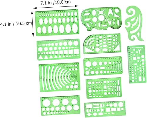 Miniatura 5 de Gogogmee 11 piezas de dibujos escolares, suministros de herramientas de papelería, reglas de geometría, plantillas, plantillas de arquitectura,