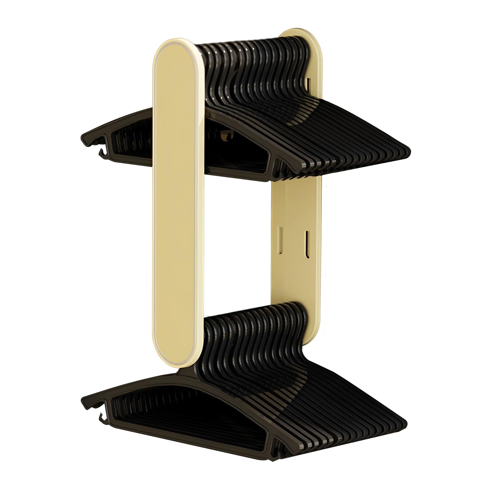 Nexoria Wall Mounted Hanger Organizer, Retractable Clothes Hanger Storage Rack Two-Tier Hanger Storage Organizer Hanger Stacker Self-Adhesive Coat Hanger for Home (Yellow)