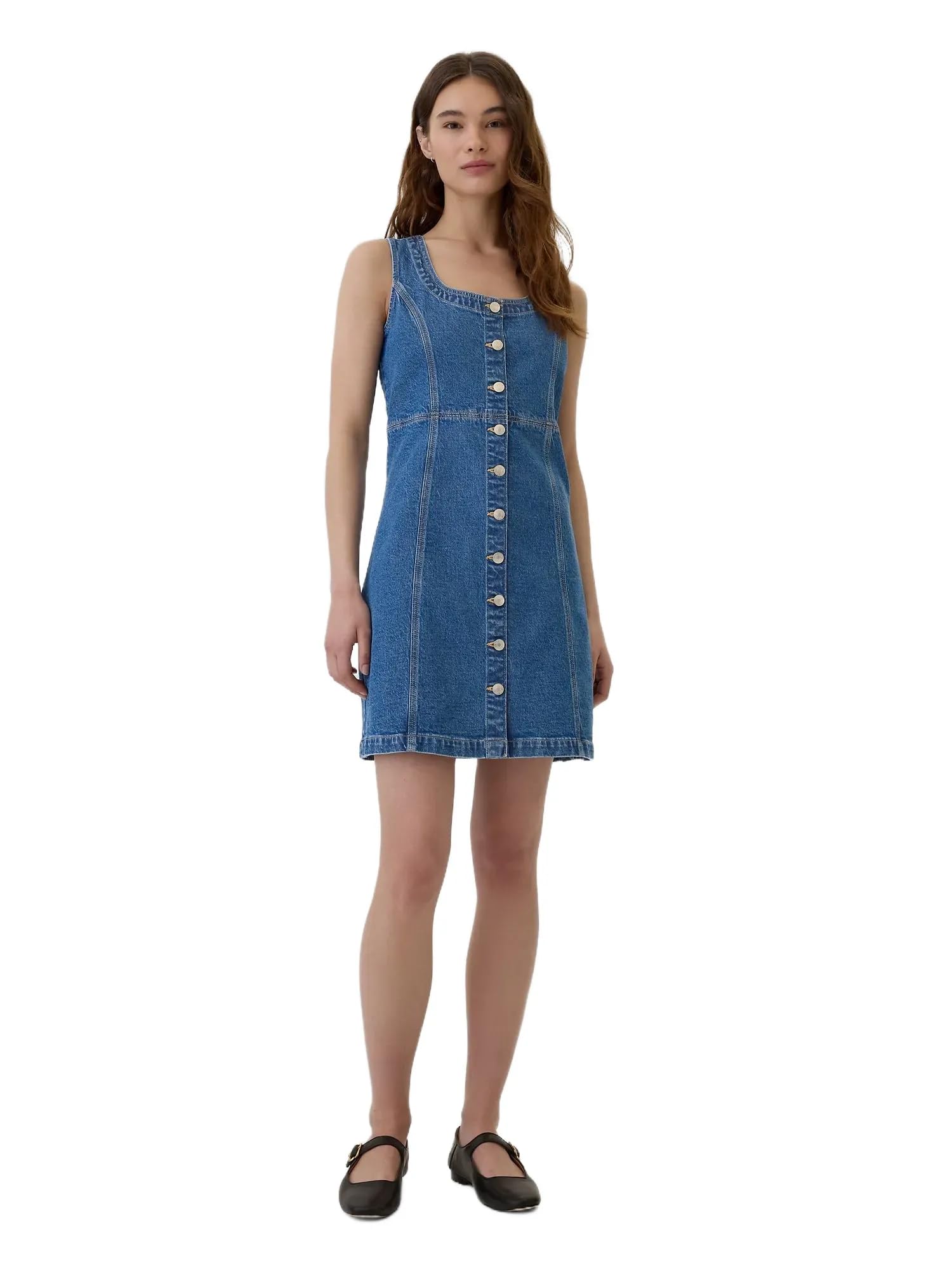 GAP Womens Button Front Shift Dress Medium Wash L
