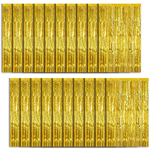 Foil Curtain Backdrop 20Packs Gold Metallic Fringe Photo Booth