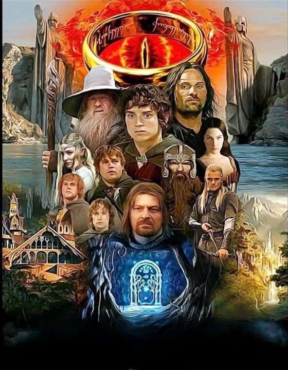 GerRit DIY 5D Diamond Painting Kits for Adults Kids,Lord of The Rings,Full Round Diamond Embroidery Kits Cross Stitch Crystal Rhinestone Pictures Arts Craft Home Wall Decoration-40x50cm