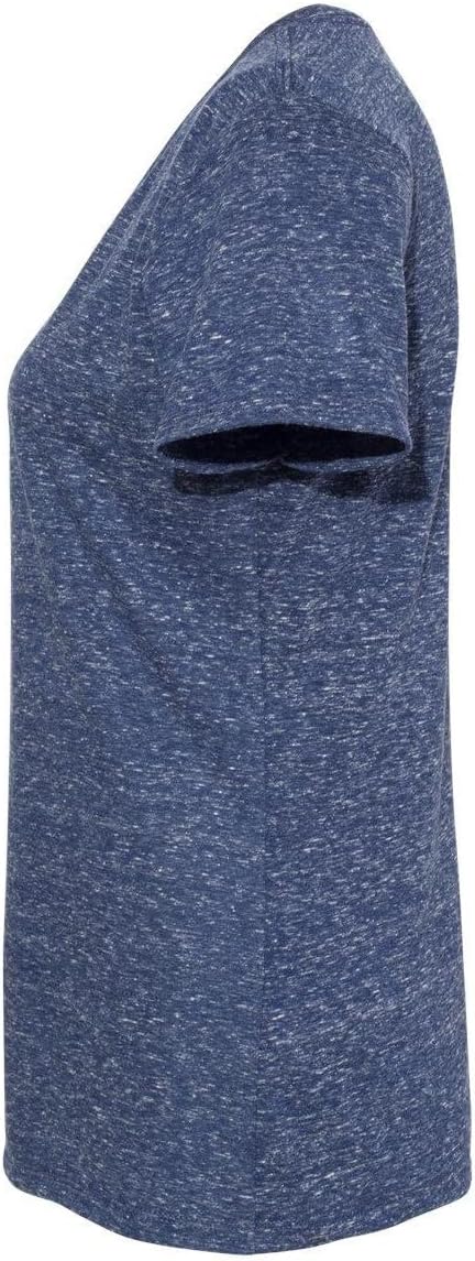 JERZEES Ladies Snow Heather Jersey V-Neck T-Shirt 88WV L Navy - Image 3