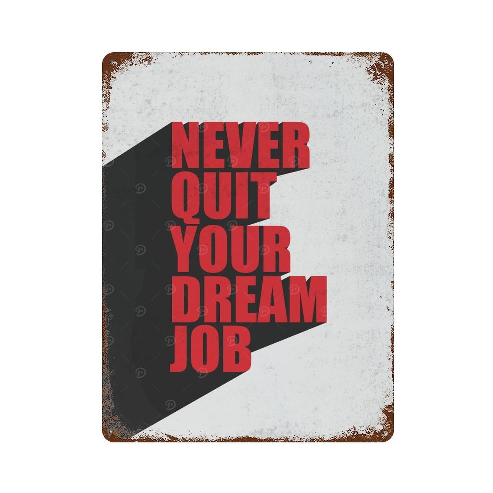 Never Quit Vintage Metal Tin Sign 15.7"x11.8", Rustic Home Decor for Garage, Bar And Workshop Decor