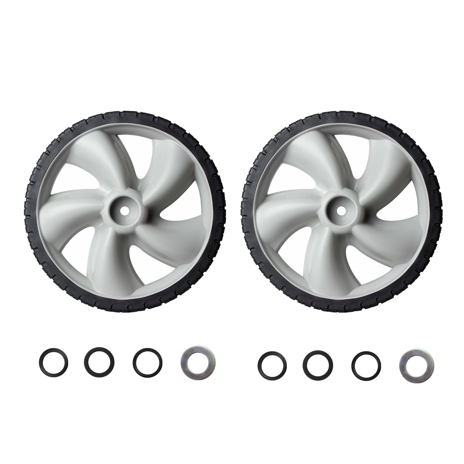 490-324-0002 Lawn Mower Rear Wheels - 12 Inch Plastic Wheel for Walk-Behind Mowers (2 Pack)