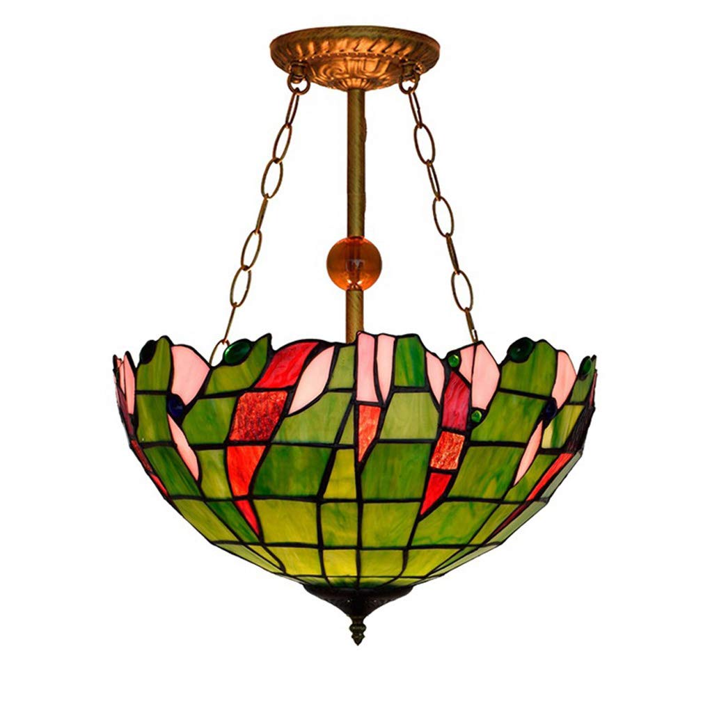 YNIYUJKL Tiffany-Style Pendant Light 16-Inch Pastoral Green Creative Anti-Chandelier Lighting,For Dining Room, Kitchen Ceiling Hanging Lamp
