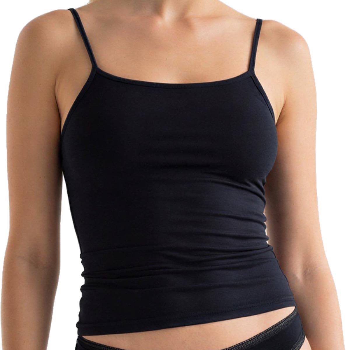 Nina von C. 4er Pack Damen Spaghetti Top Motion – Weiches Modal mit Elastan, Nahtlos & Seamless Design, Schmale Satinabschlüsse, Flache Kanten – Bequemes Unterhemd & Vielseitiges Basic