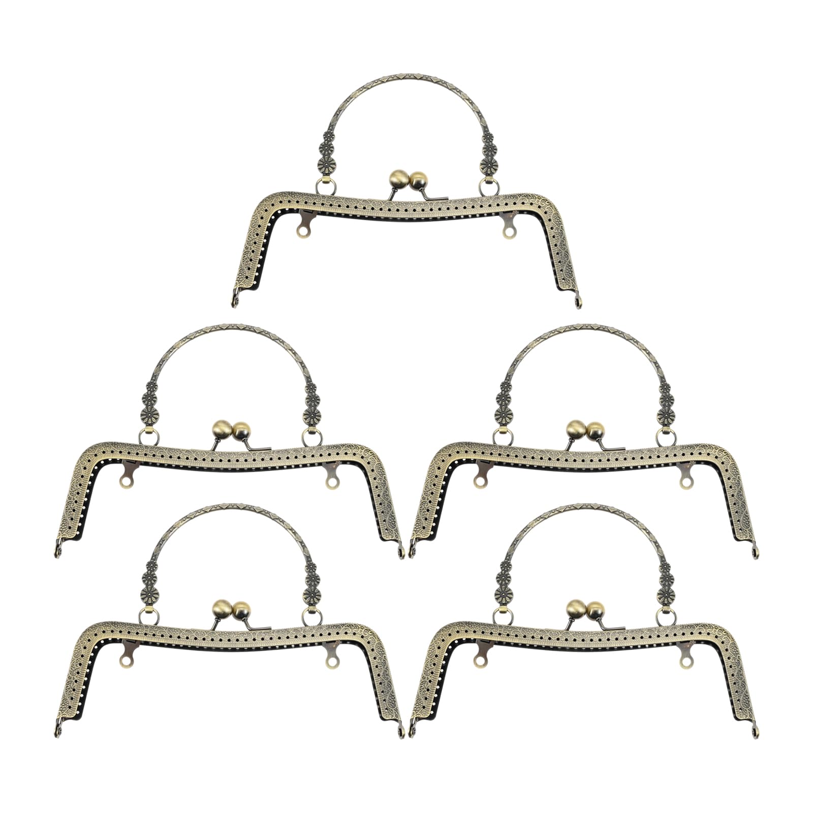 5PCS Bronze Metal Purse Clasp Frame,8.1" x 6.3" Arch Kiss Lock Wallet Framework for DIY Sewing Craft, Handmade Coin Bag/Handbag/Shoulder Strap Bag, Smooth Surface Hardware-picture-10