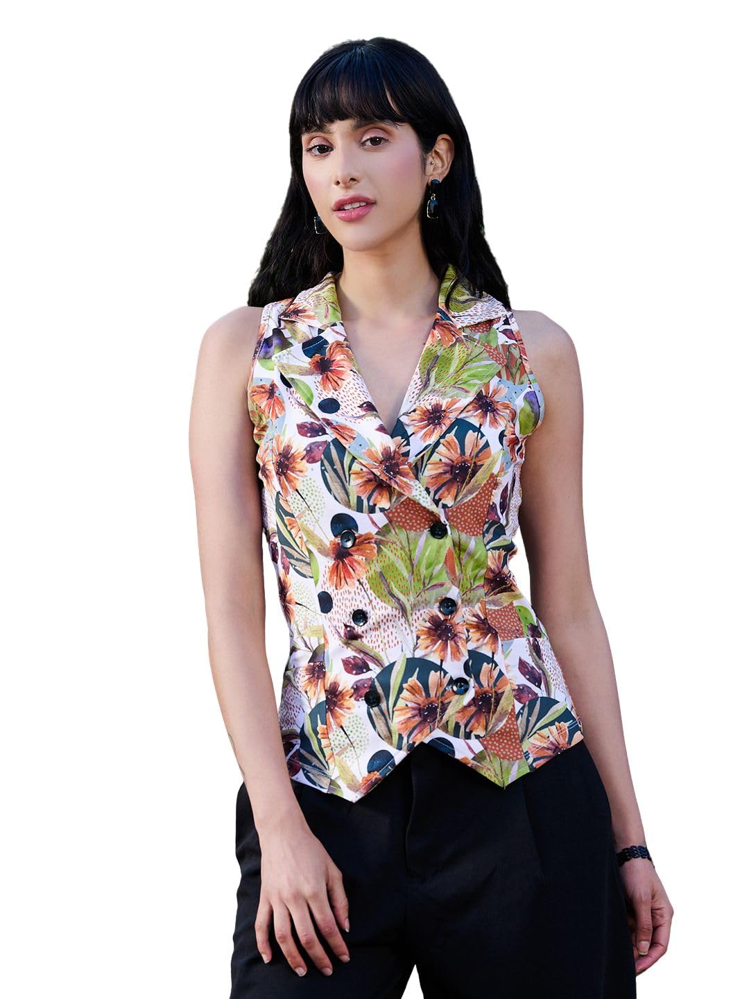 tandul Women's Multicolor Waist Coat With Cotton Blend Multicolor For Women (11153)-picture-9