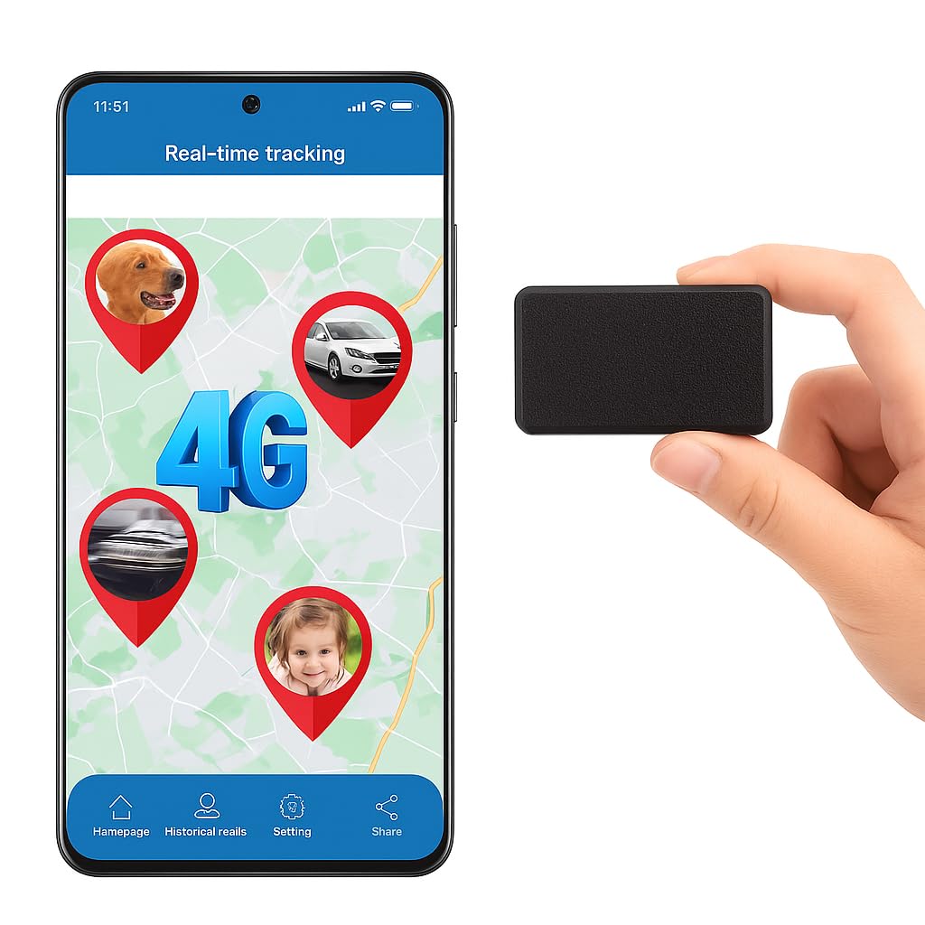 Winnes Mini GPS Tracker per Auto 4G TK901 Micro Spia Localizzatore GPS con Magnetico APP Senza Abbonamento compatibile iOS&Android，Geofence Allarme Tracking in tempo reale per Auto/Bambino/Bagaglio
