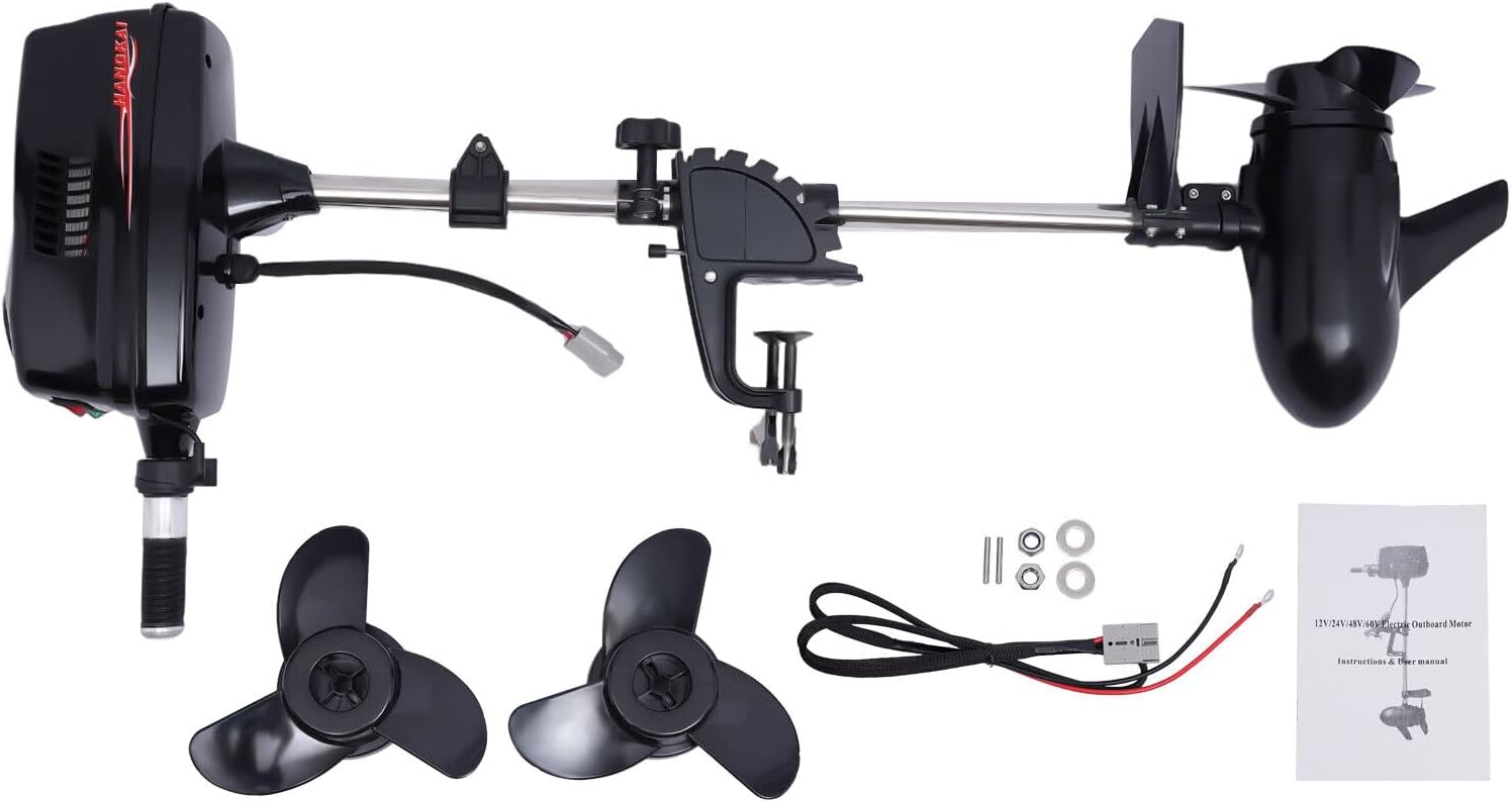 HANGKAI 8HP 2200W Outboard Motor, 3000RPM Outboard Motors, 48V Electric Outdoor Boat Motors with CCS System for Rubber Boats Inflatable Boats Yachts