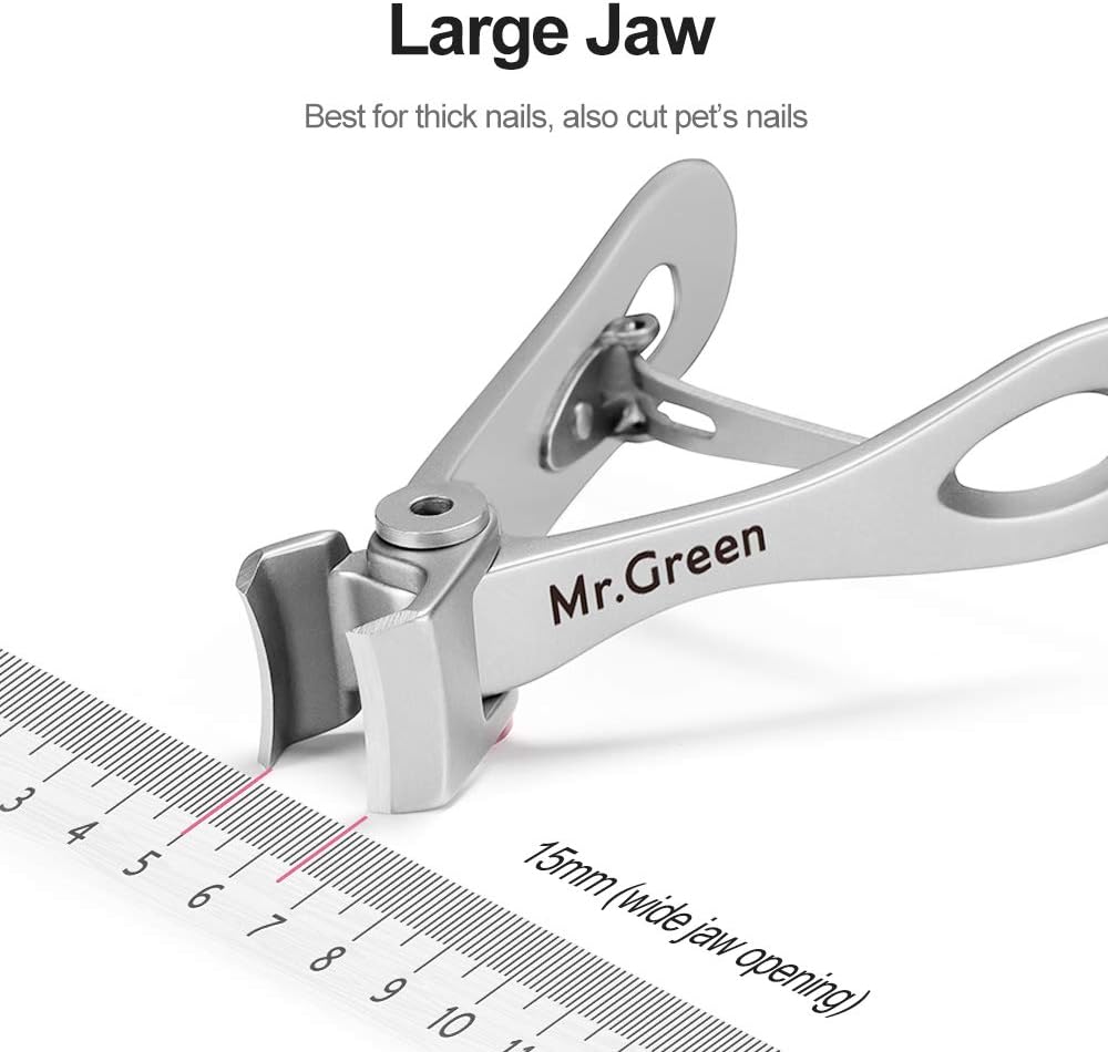 MR.GREEN Nail Clippers, Ultra Wide Jaw Opening Toenail Clipper for Thick Nails Heavy Duty Stainless Steel Fingernail Clippers for Seniors (Mr-1224plus) : Beauty & Personal Care
