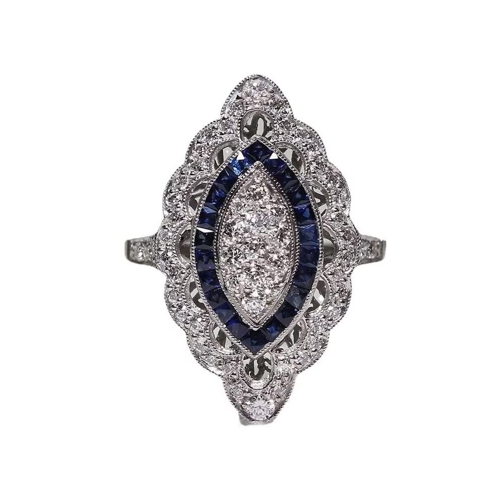 Bague argent 925 saphir anti-ternissement ajustable taille 6-10