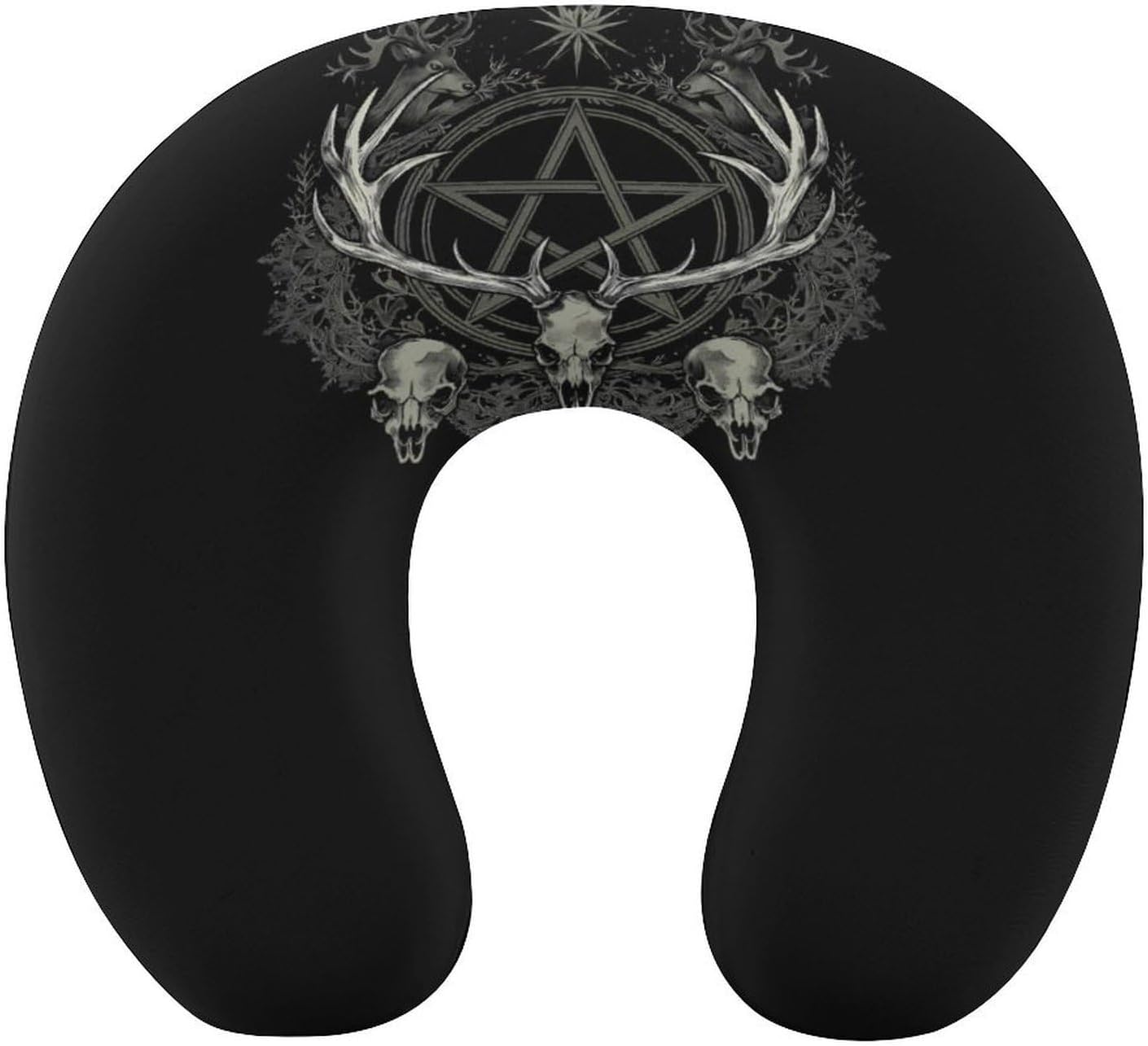 Gothic Occult Satan Penta Symbol Skull Travel Pillow U Shape Neck Pillow Washable Pillowcase for Sleeping Chair