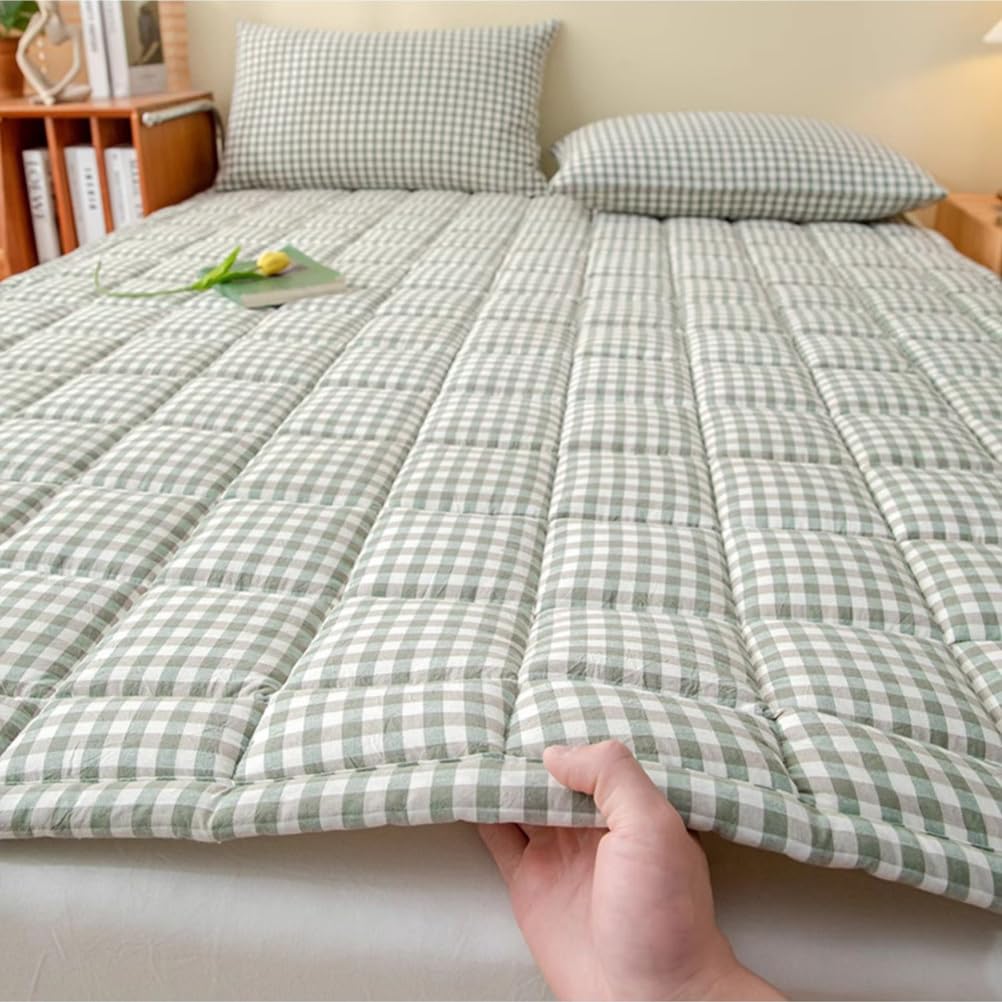 Gesteppt Matratzen Futon Topper mit Gummiband, Weich Japanische Bodenmatratze Dicke Futon Matratze, Faltbar Japanische Futon Matratze Tragbar Japanische Tatami-Rollmatte,J,150x200cm/59x79in