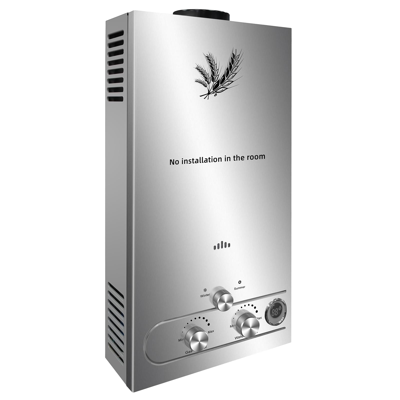 Calentador de Agua Instantáneo GLP 12L 24kW Portátil, Compatible Propano y Butano, Modos Verano e Invierno, Acabado Blanco, para Baño, Ducha Exterior y Camping