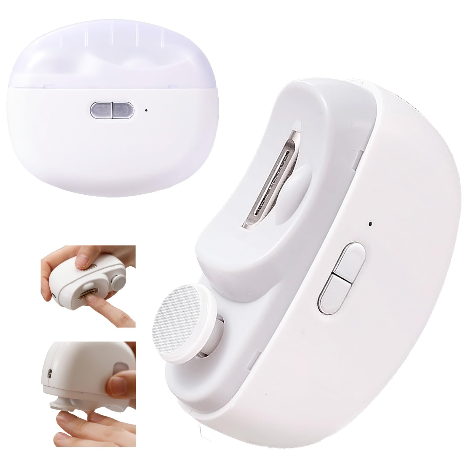 Baby Nail Trimmer Electric with LED Light & Two Speeds, 2 in 1 Automatic Polishing Nail Clippers for Infant/Kids,USB Rechargeable Safety Fingernail File Clipper for Children