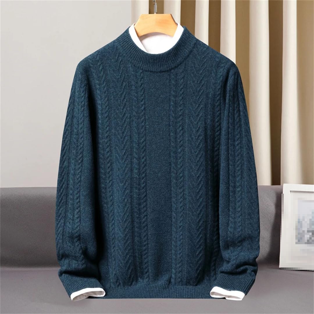 Vogrtcc Maglione A Collo Alto da Uomo in Cashmere Lavorato A Maglia A Maniche Lunghe
