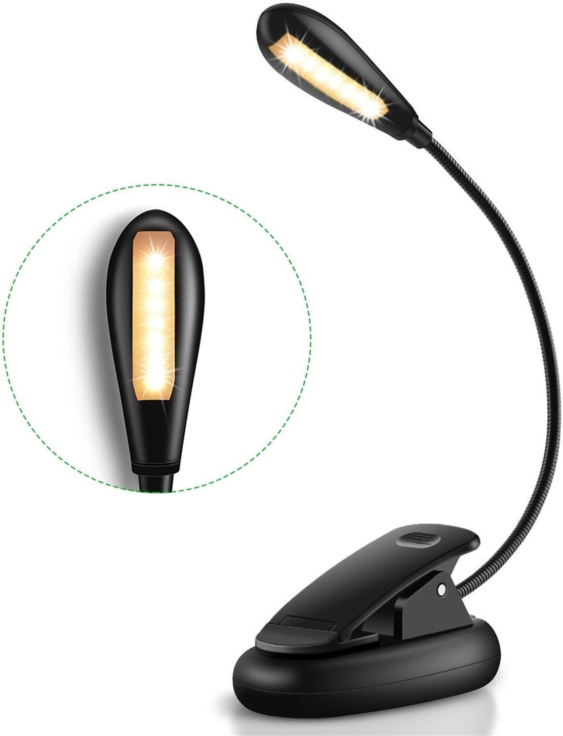 Newest Mini Clip On Reading Book Light,Bright 4000K Warm 7 Led 2-Level Lamp for Books In Bed, 2.2oz 2H USB Quick Recharge