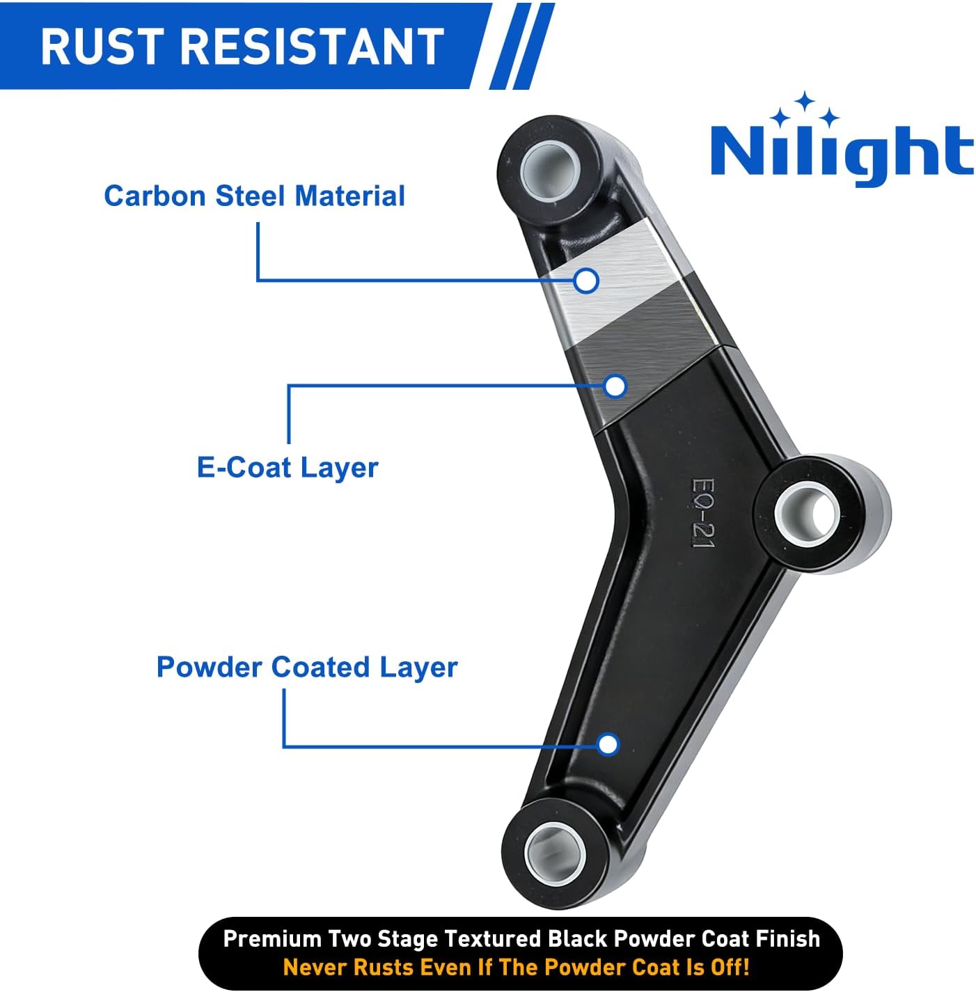 Nilight Trailer Axle Equalizer Shackle Kit for Double Eye Springs Fits 3500 to 5200 lbs Axles Dual Stage Anti Rust Coating Includes Nylon Bushings Bolts Nuts Straps Suspension Repair Parts Black
