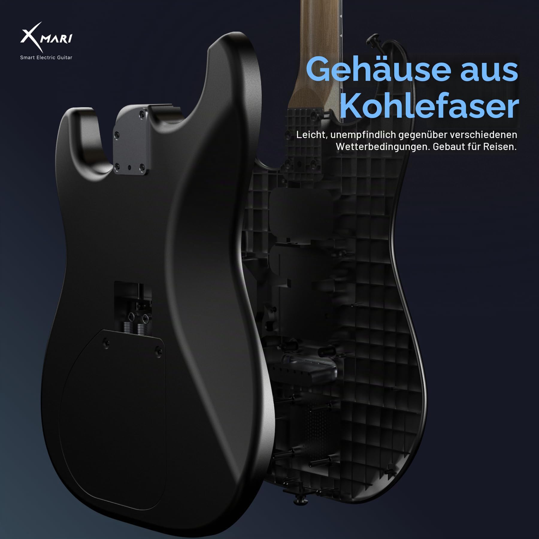 Enya X MARI Smarte E-Gitarre Set mit integrierten DSP-Effekten, 4 Voreinstellungen, USB-C-OTG-Aufnahme, Kopfhörerausgang, Alnico-Tonabnehmer mit Spulen-Split, Kohlefaser-Korpus