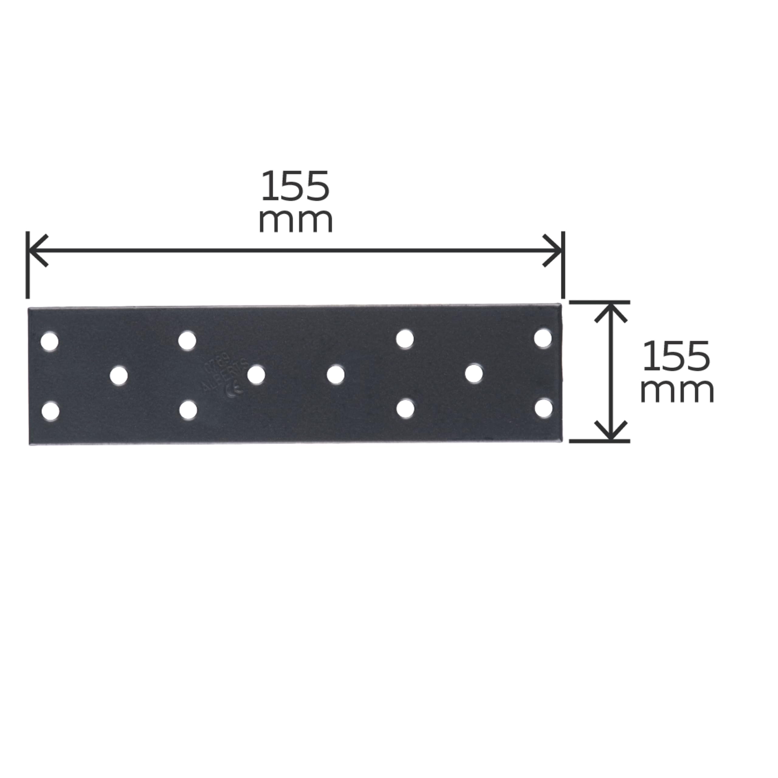 Alberts 825058 Lochplatte - schwarz - kunststoffbeschichtet - 155 x 40 x 2 mm | 50er Set
