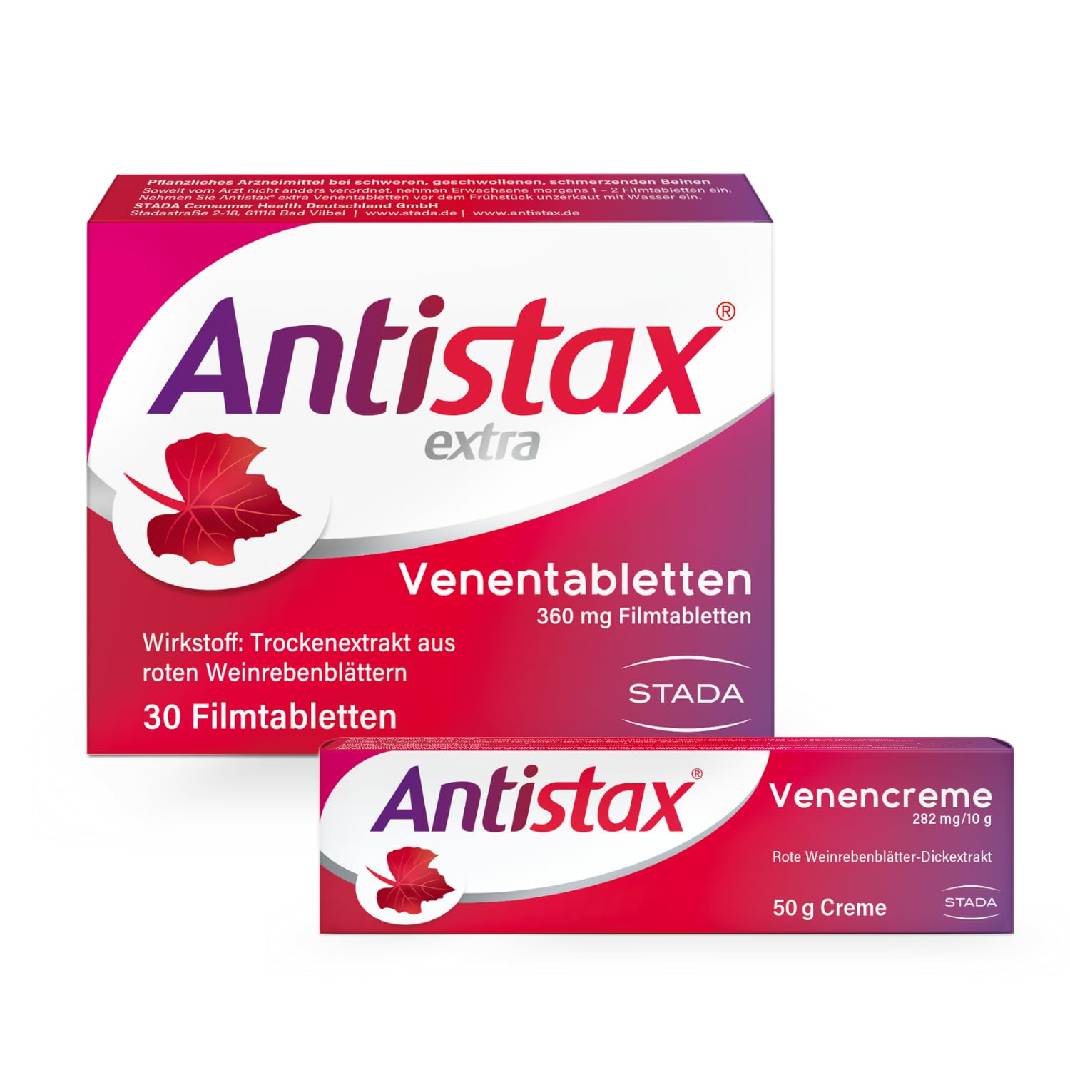 Sparset: Antistax extra Venentabletten 360 mg, 30 Stück + Antistax Venencreme 50g; bei schweren & geschwollenen Beinen, nächtlichen Wadenkrämpfen, Venenschwäche