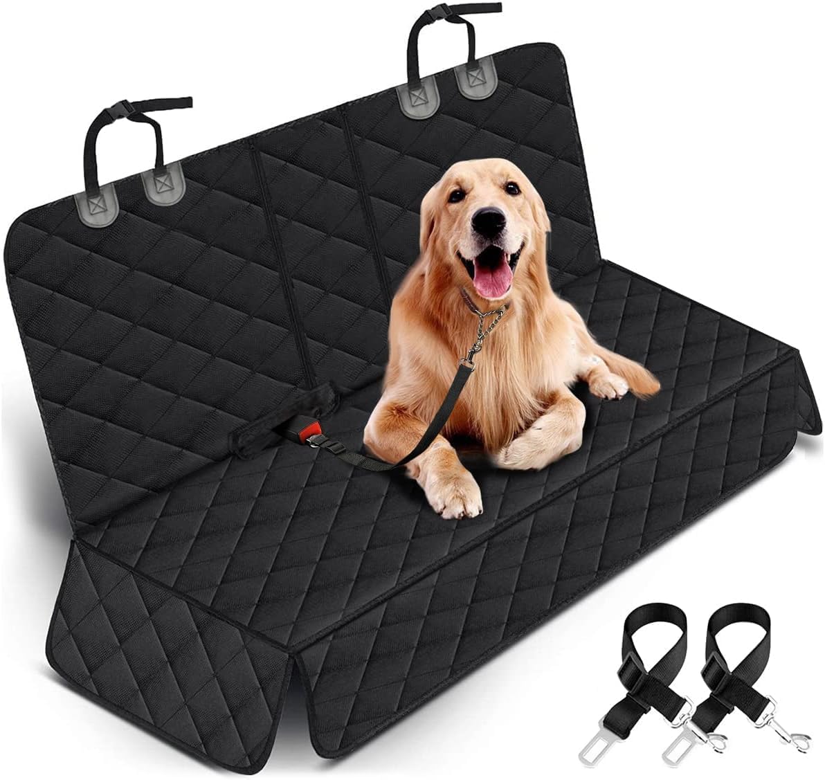Dog Seat Cover for Back Seat for Ford F-150 F150 2015-2024 2025,Proof Nonslip Dog Hammock for Car with Side Flap,Pet Seat Covers with Seatbelt,Black